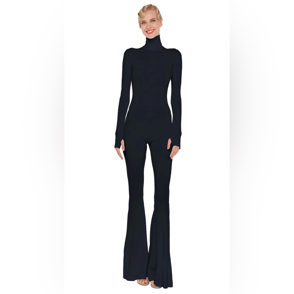 Norma Kamali Long Sleeve Turtleneck Fishtail Jumpsuit